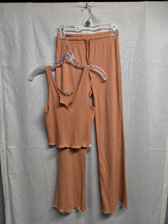 Billabong Pants - Billabong Ribbed Wide-Leg Pants & Tank Set - Rust Orange